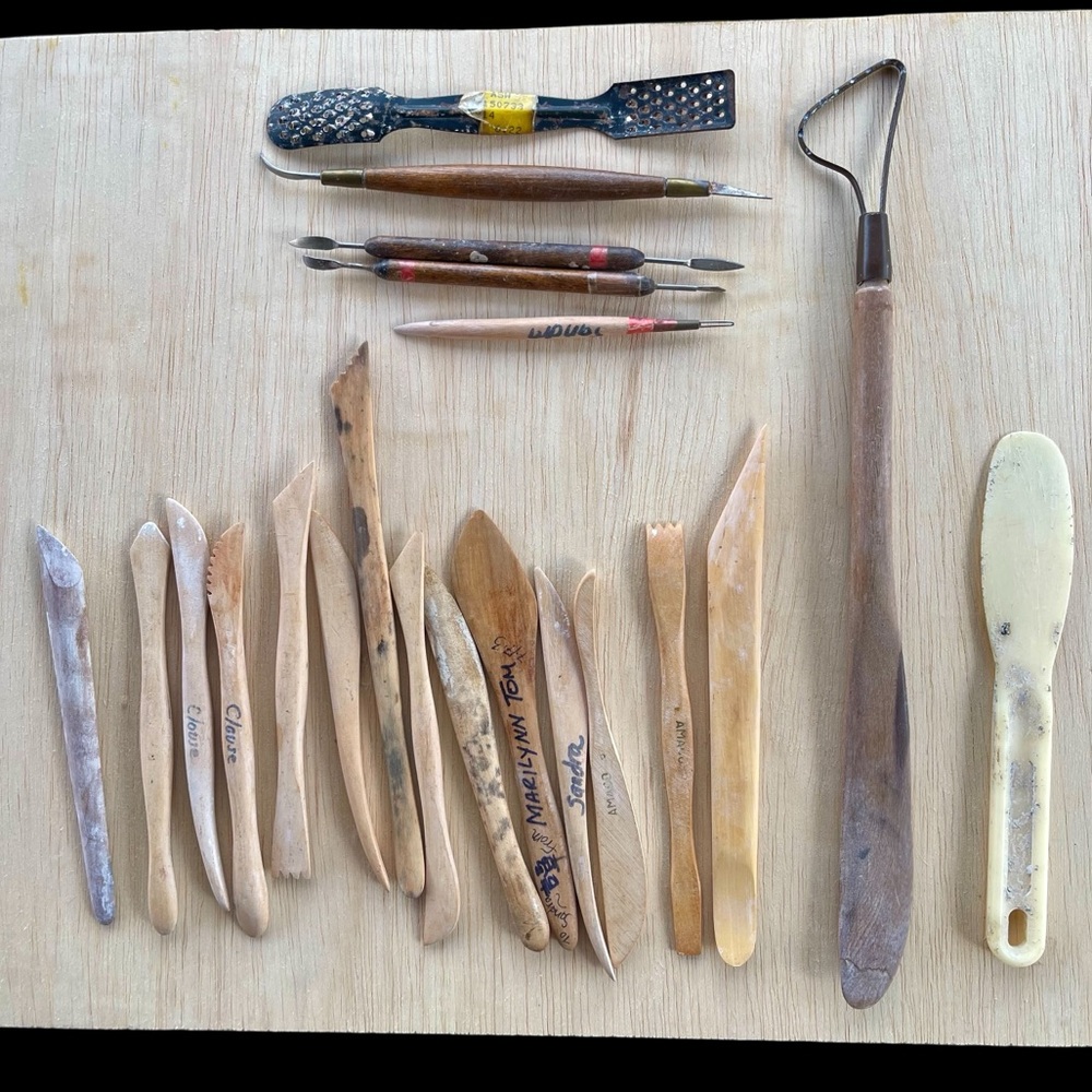 Vintage Wood Metal Spatula Wire Loop Tools for Pottery Clay Sculpting 21 Piece